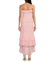 Gianni Bini Sam Sweetheart Neck Sleeveless Ruffle Chiffon Long Dress