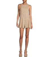 Gianni Bini Samie Linen Blend Halter Neck Sleeveless Romper