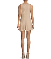 Gianni Bini Samie Linen Blend Halter Neck Sleeveless Romper