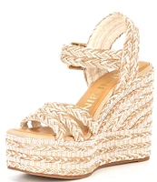 Gianni Bini Santi Woven Beaded Strappy Wedge Sandals