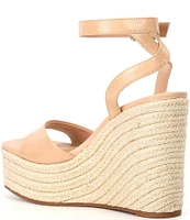 Gianni Bini Senna Leather Jute Platform Wedge Sandals