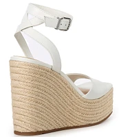 Gianni Bini Senna Leather Jute Platform Wedge Sandals