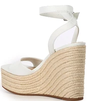 Gianni Bini Senna Leather Jute Platform Wedge Sandals