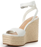 Gianni Bini Senna Leather Jute Platform Wedge Sandals