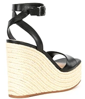 Gianni Bini Senna Leather Jute Platform Wedge Sandals