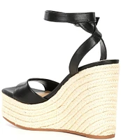 Gianni Bini Senna Leather Jute Platform Wedge Sandals