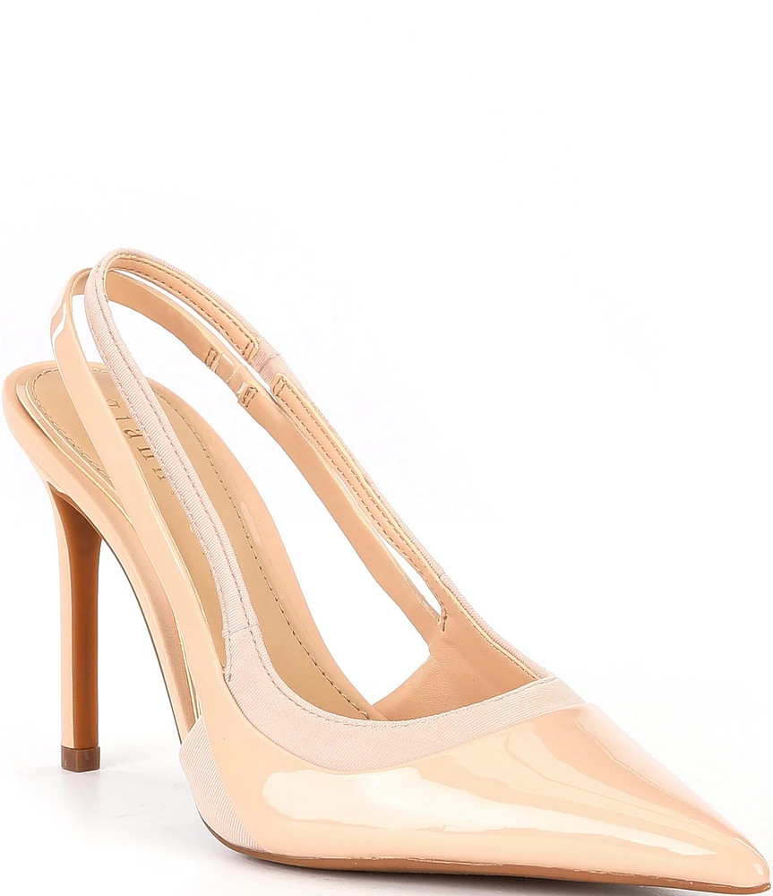 Gianni Bini Shara Patent Mesh Detail Slingback Pumps