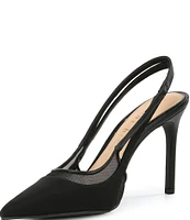 Gianni Bini Shara Neoprene Mesh Detail Slingback Pumps