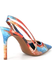 Gianni Bini Shara Tie Dye Satin Mesh Detail Slingback Pumps