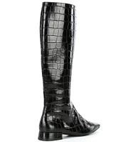 Gianni Bini Sharri Crocodile Embossed Leather Tall Boots