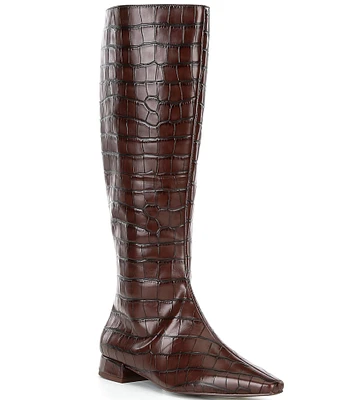 Gianni Bini Sharri Crocodile Embossed Leather Tall Boots