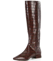 Gianni Bini Sharri Crocodile Embossed Leather Tall Boots