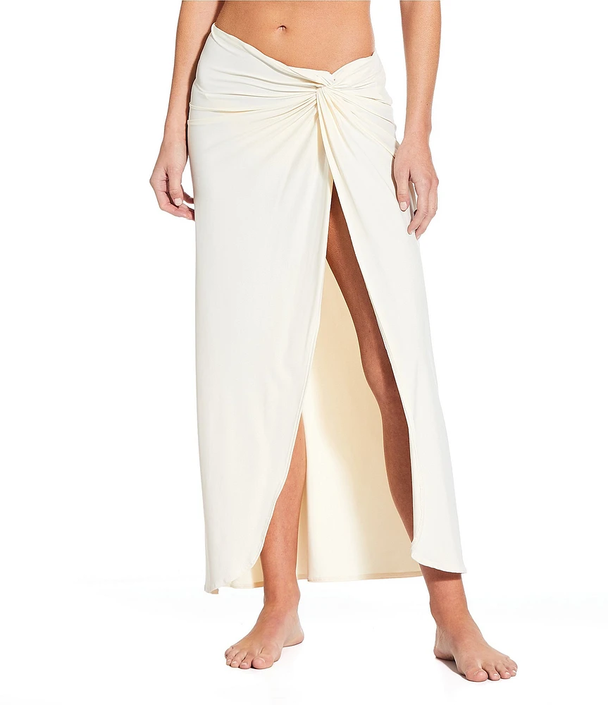 Gianni Bini Solid Maxi Front Twist Sarong Swim Cover-Up