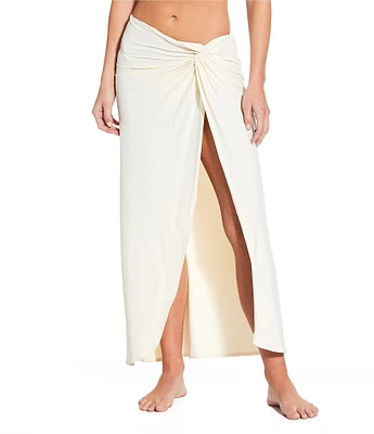 Gianni Bini Solid Maxi Front Twist Sarong Swim Cover-Up