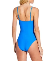 Gianni Bini Solid V-Wire Plunge One Piece Swimsuit
