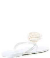 Gianni Bini Trae Satin Flower Jelly Thong Sandals