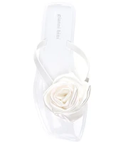 Gianni Bini Trae Satin Flower Jelly Thong Sandals