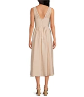 Gianni Bini Ulla V-Neck Sleeveless Drop Waist A-Line Midi Dress