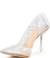 Gianni Bini Valera Rhinestone Clear Pointed Toe D'Orsay Pumps