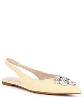 Gianni Bini Vanna Raffia Rhinestone Slingback Flats