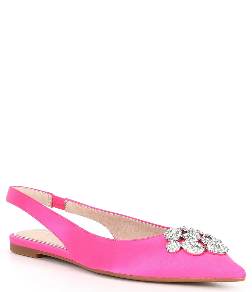 Gianni Bini Vanna Satin Rhinestone Slingback Flats