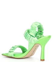 Gianni Bini Vanya Matte Satin Scrunched Square Toe Dress Sandals