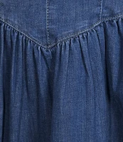 Gianni Bini Violet Scoop Neck Sleeveless Stretch Denim A-Line Mini Dress