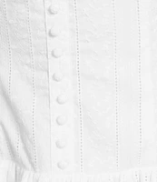 Gianni Bini Vitasta Square Neck Embroidered Cotton Bubble Hem Mini Dress