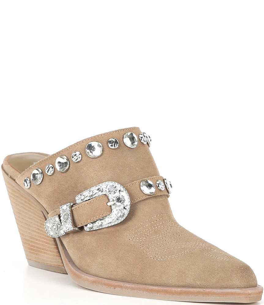 Gianni Bini Walden Western Suede Embellished Mules