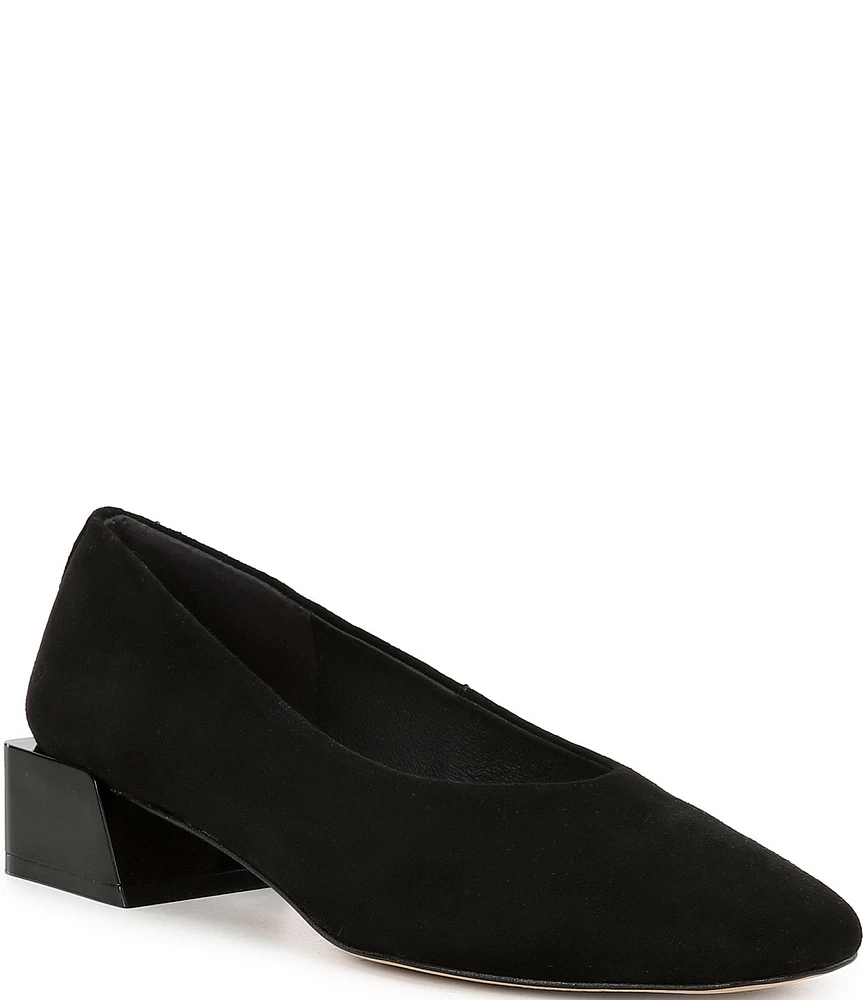 Gianni Bini Walt Suede Square Toe Block Heel Pumps