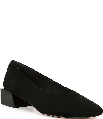 Gianni Bini Walt Suede Square Toe Block Heel Pumps