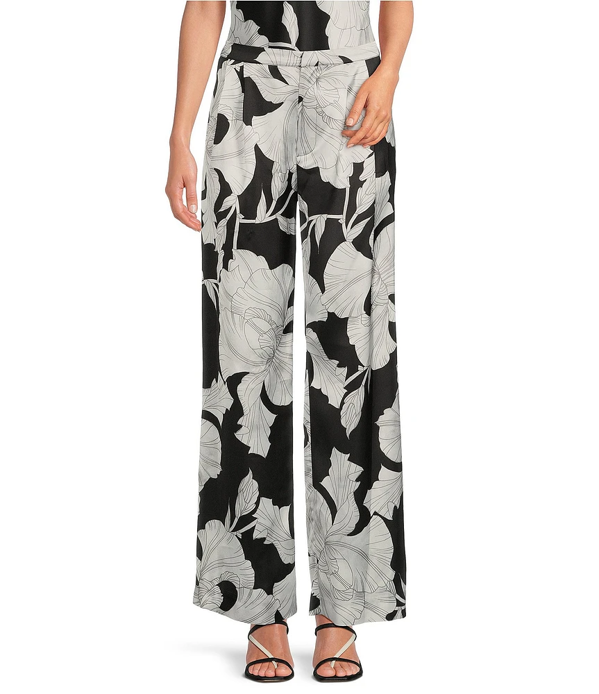 Gianni Bini x Caelynn Bell Allie Floral Printed Satin Trouser Pant