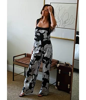 Gianni Bini x Caelynn Bell Allie Floral Printed Satin Trouser Pant