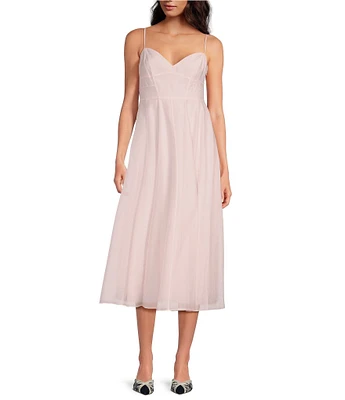 Gianni Bini x Caelynn Bell Deirdre Tencel Sweetheart Neck Sleeveless A-Line Midi Dress