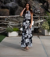 Gianni Bini x Caelynn Bell Marie Floral Mesh Sleeveless A-line Maxi Dress