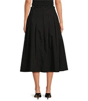 Gianni Bini x Caelynn Bell Miller Cotton Blend Cut Out Button Waist Midi Skirt