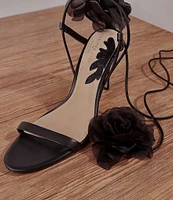 Gianni Bini x Caelynn Bell Papillon Leather Flower Ankle Wrap Strappy Dress Sandals