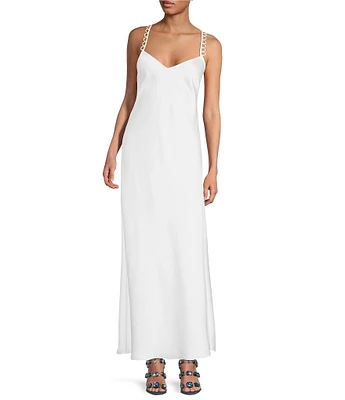 Gianni Bini x DANNIJO Bessette Sweetheart Neck Sleeveless Satin Maxi Slip Dress