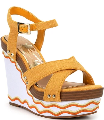 Gianni Bini x DANNIJO Danni Canvas Platform Wedge Sandals