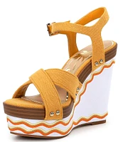 Gianni Bini x DANNIJO Danni Canvas Platform Wedge Sandals