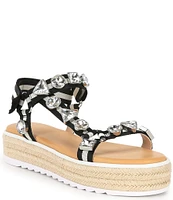 Gianni Bini x DANNIJO Gia Jewel Embellished Espadrille Striped Platform Sandals