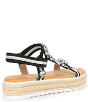 Gianni Bini x DANNIJO Gia Jewel Embellished Espadrille Striped Platform Sandals