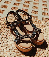 Gianni Bini x DANNIJO Gia Jewel Embellished Espadrille Striped Platform Sandals