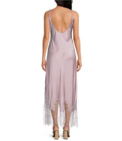 Gianni Bini x DANNIJO Lola Semi Sweetheart Sleeveless Lace Hem Satin Slip Maxi Dress