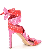 Gianni Bini x DANNIJO Misch Bandana Colorblock Print Ankle Wrap Bow Sandals