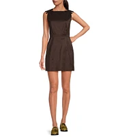 Gianni Bini x Lilly Sisto Blakely Taffeta Boat Neck Bow Detail Sleeveless Scoop Back Mini Dress