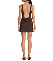 Gianni Bini x Lilly Sisto Blakely Taffeta Boat Neck Bow Detail Sleeveless Scoop Back Mini Dress