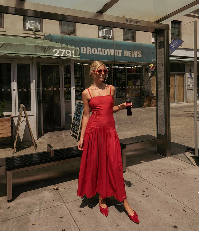 Gianni Bini x Lilly Sisto Laing Taffeta Square Neck Spaghetti Strap Drop  Waist Scallop Hem Maxi Dress | Pueblo Mall