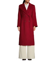 Gianni Bini x Lilly Sisto Sophie Wool Blend Notch Lapel Double Breasted Long Sleeve Button Front Long Line Top Coat