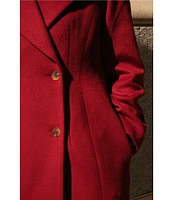 Gianni Bini x Lilly Sisto Sophie Wool Blend Notch Lapel Double Breasted Long Sleeve Button Front Long Line Top Coat